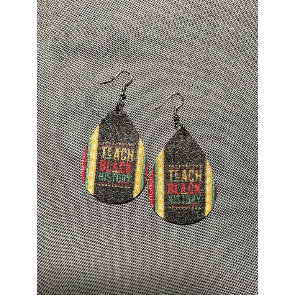 Black History Faux‎ Leather Earrings